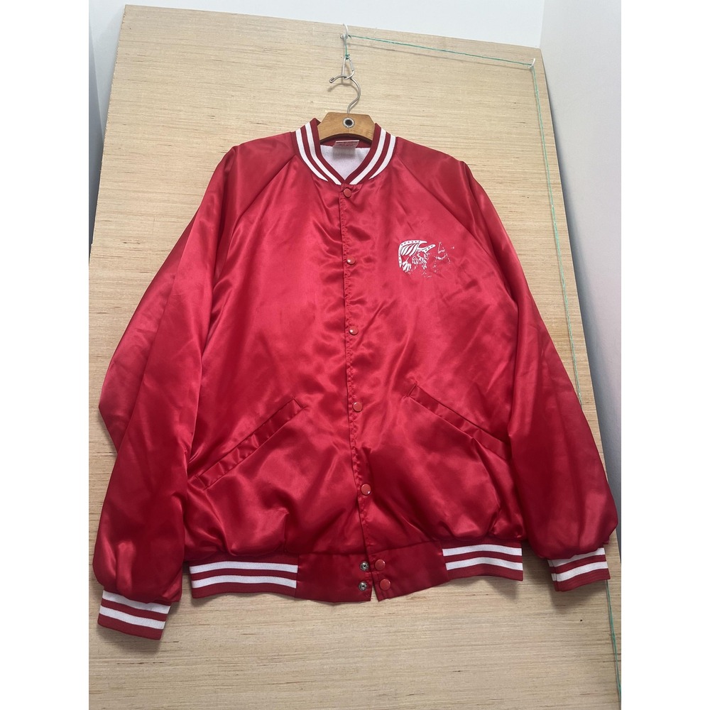 Vintage‎ Cardinal Jacket Mens XL Red Robeson County Sheriff Satin Bomber USA 80s